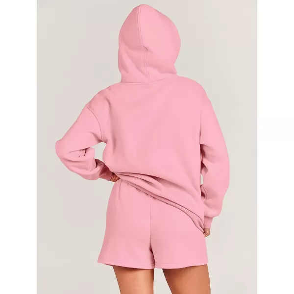 imageANRABESS Women 2 Piece Outfits Hoodie Short Set Oversized Sweatshirt Shorts Sweatsuit Y2K ClothesPink