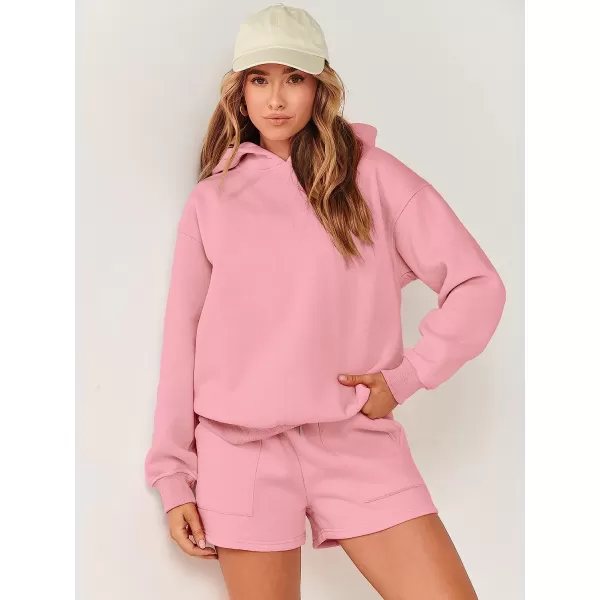imageANRABESS Women 2 Piece Outfits Hoodie Short Set Oversized Sweatshirt Shorts Sweatsuit Y2K ClothesPink