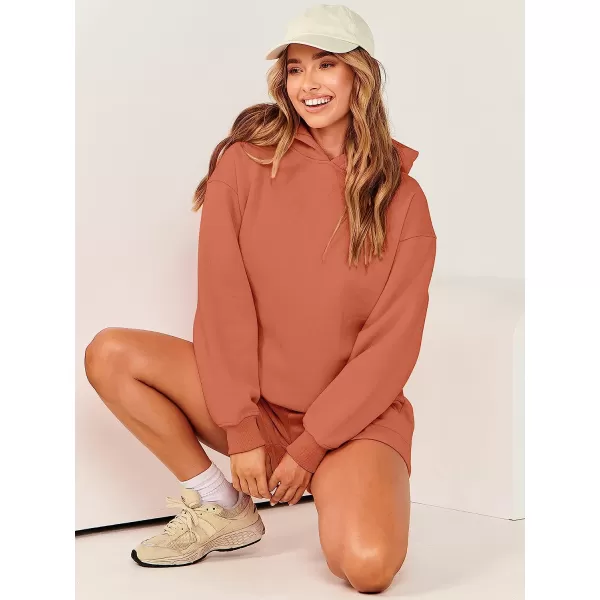 imageANRABESS Women 2 Piece Outfits Hoodie Short Set Oversized Sweatshirt Shorts Sweatsuit Y2K ClothesRust