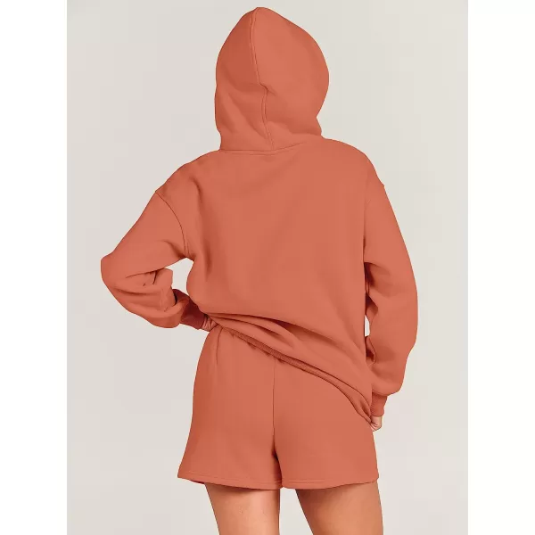 imageANRABESS Women 2 Piece Outfits Hoodie Short Set Oversized Sweatshirt Shorts Sweatsuit Y2K ClothesRust