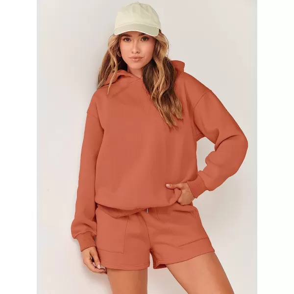 imageANRABESS Women 2 Piece Outfits Hoodie Short Set Oversized Sweatshirt Shorts Sweatsuit Y2K ClothesRust