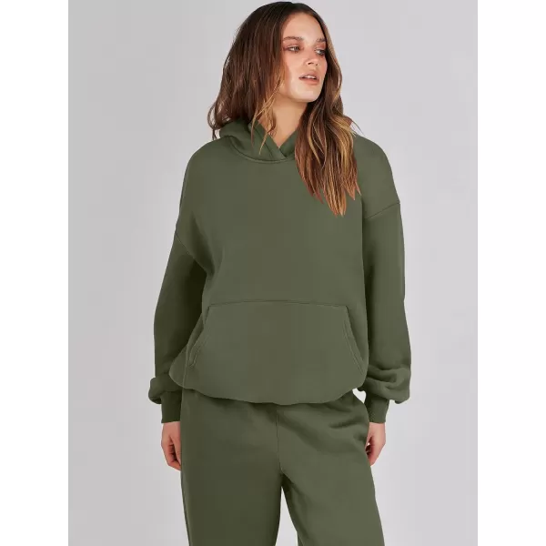 imageANRABESS Women 2 Piece Outfits Hoodie Sweatshirt Tracksuit amp Oversized Jogger Sweatpants Y2K Sweatsuit SetArmy Green