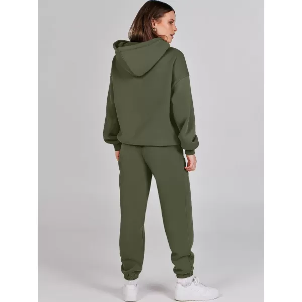 imageANRABESS Women 2 Piece Outfits Hoodie Sweatshirt Tracksuit amp Oversized Jogger Sweatpants Y2K Sweatsuit SetArmy Green