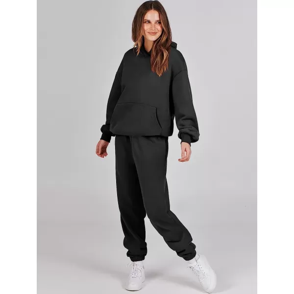 imageANRABESS Women 2 Piece Outfits Hoodie Sweatshirt Tracksuit amp Oversized Jogger Sweatpants Y2K Sweatsuit SetBlack