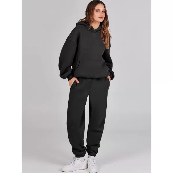 imageANRABESS Women 2 Piece Outfits Hoodie Sweatshirt Tracksuit amp Oversized Jogger Sweatpants Y2K Sweatsuit SetBlack