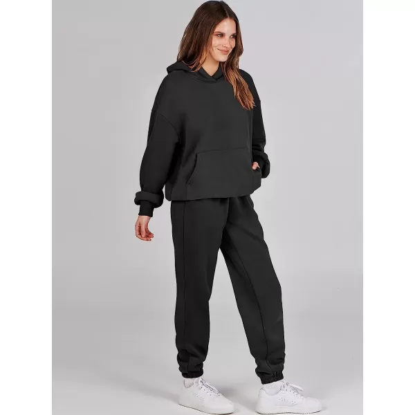 imageANRABESS Women 2 Piece Outfits Hoodie Sweatshirt Tracksuit amp Oversized Jogger Sweatpants Y2K Sweatsuit SetBlack