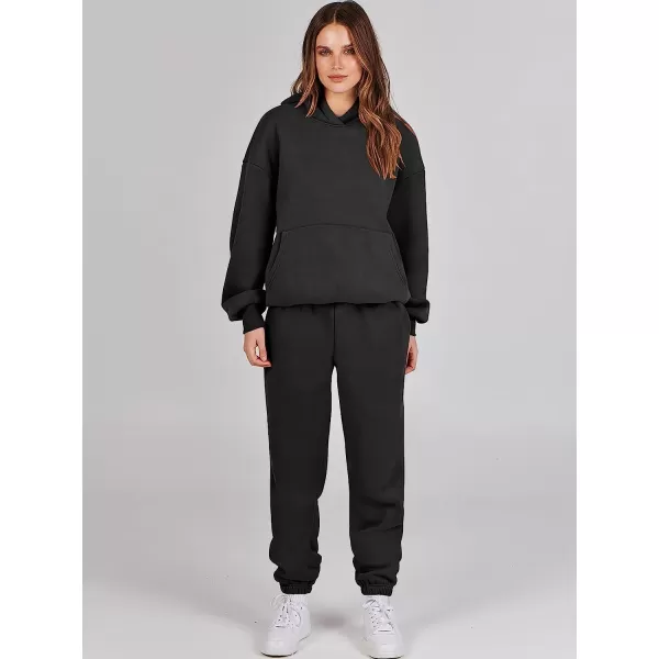 imageANRABESS Women 2 Piece Outfits Hoodie Sweatshirt Tracksuit amp Oversized Jogger Sweatpants Y2K Sweatsuit SetBlack