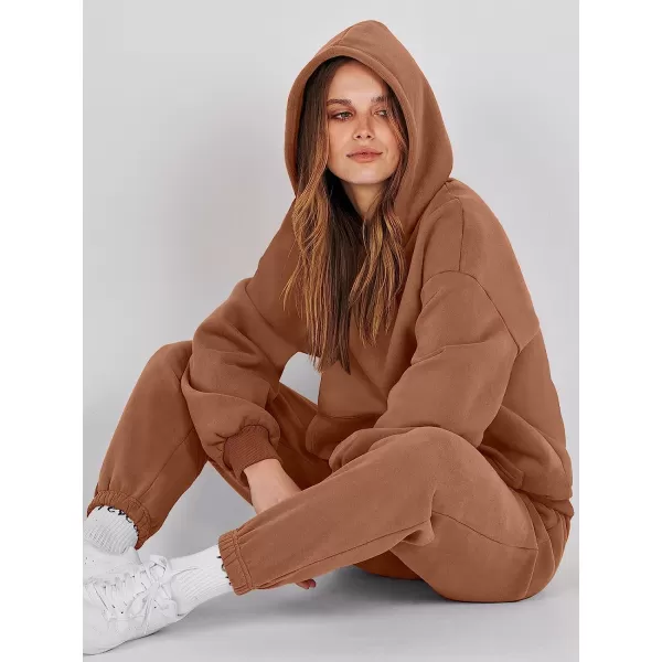 imageANRABESS Women 2 Piece Outfits Hoodie Sweatshirt Tracksuit amp Oversized Jogger Sweatpants Y2K Sweatsuit SetCoffee