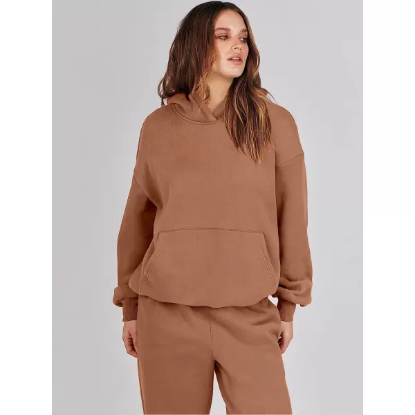 imageANRABESS Women 2 Piece Outfits Hoodie Sweatshirt Tracksuit amp Oversized Jogger Sweatpants Y2K Sweatsuit SetCoffee