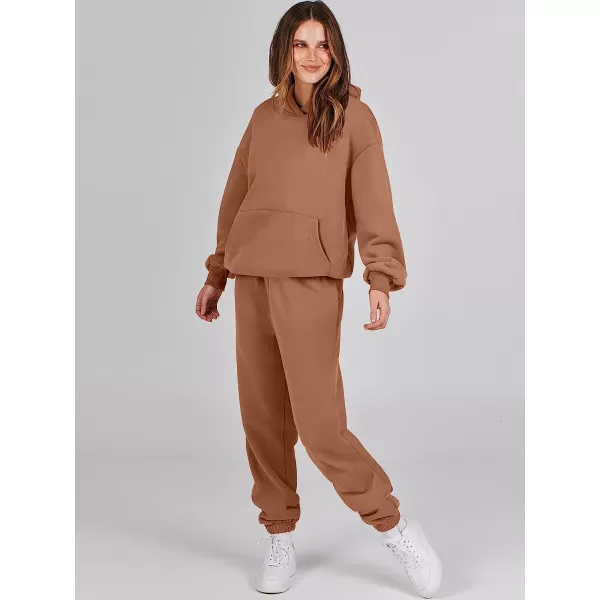 imageANRABESS Women 2 Piece Outfits Hoodie Sweatshirt Tracksuit amp Oversized Jogger Sweatpants Y2K Sweatsuit SetCoffee