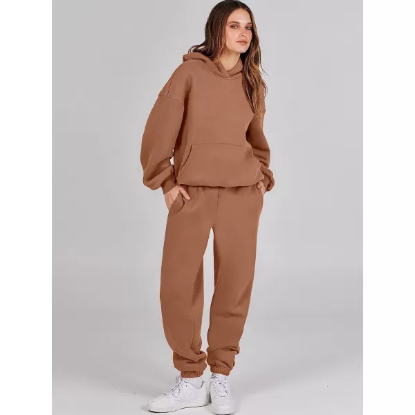 imageANRABESS Women 2 Piece Outfits Hoodie Sweatshirt Tracksuit amp Oversized Jogger Sweatpants Y2K Sweatsuit SetCoffee