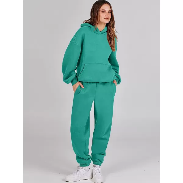 imageANRABESS Women 2 Piece Outfits Hoodie Sweatshirt Tracksuit amp Oversized Jogger Sweatpants Y2K Sweatsuit SetGreen
