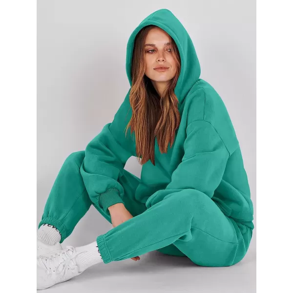 imageANRABESS Women 2 Piece Outfits Hoodie Sweatshirt Tracksuit amp Oversized Jogger Sweatpants Y2K Sweatsuit SetGreen