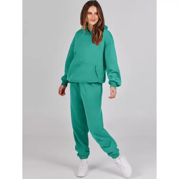 imageANRABESS Women 2 Piece Outfits Hoodie Sweatshirt Tracksuit amp Oversized Jogger Sweatpants Y2K Sweatsuit SetGreen