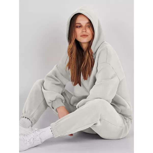 imageANRABESS Women 2 Piece Outfits Hoodie Sweatshirt Tracksuit amp Oversized Jogger Sweatpants Y2K Sweatsuit SetGrey