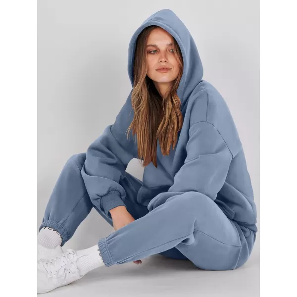imageANRABESS Women 2 Piece Outfits Hoodie Sweatshirt Tracksuit amp Oversized Jogger Sweatpants Y2K Sweatsuit SetGrey Blue