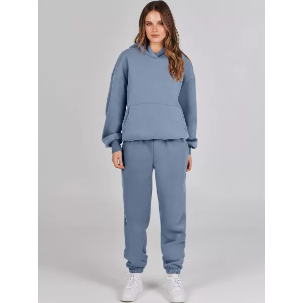 imageANRABESS Women 2 Piece Outfits Hoodie Sweatshirt Tracksuit amp Oversized Jogger Sweatpants Y2K Sweatsuit SetGrey Blue