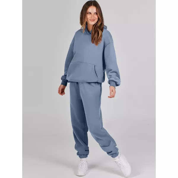 imageANRABESS Women 2 Piece Outfits Hoodie Sweatshirt Tracksuit amp Oversized Jogger Sweatpants Y2K Sweatsuit SetGrey Blue
