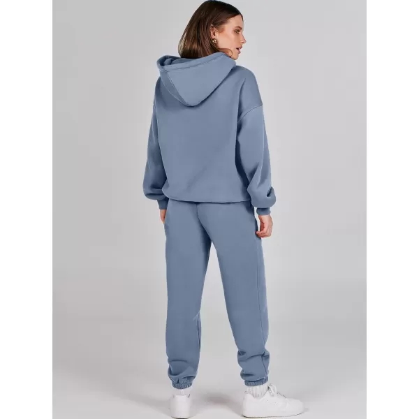 imageANRABESS Women 2 Piece Outfits Hoodie Sweatshirt Tracksuit amp Oversized Jogger Sweatpants Y2K Sweatsuit SetGrey Blue