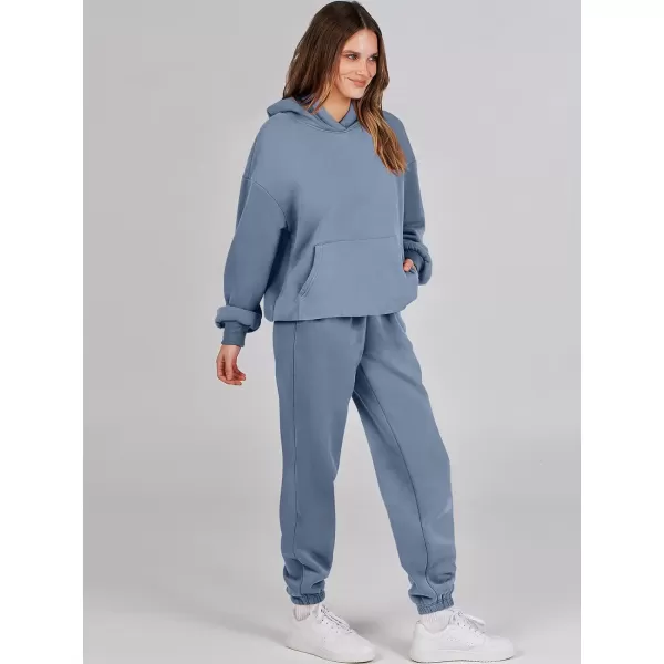 imageANRABESS Women 2 Piece Outfits Hoodie Sweatshirt Tracksuit amp Oversized Jogger Sweatpants Y2K Sweatsuit SetGrey Blue