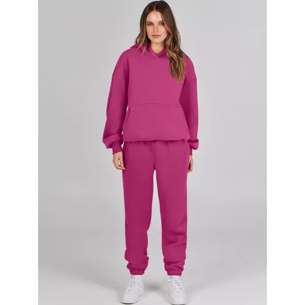 imageANRABESS Women 2 Piece Outfits Hoodie Sweatshirt Tracksuit amp Oversized Jogger Sweatpants Y2K Sweatsuit SetHot Pink