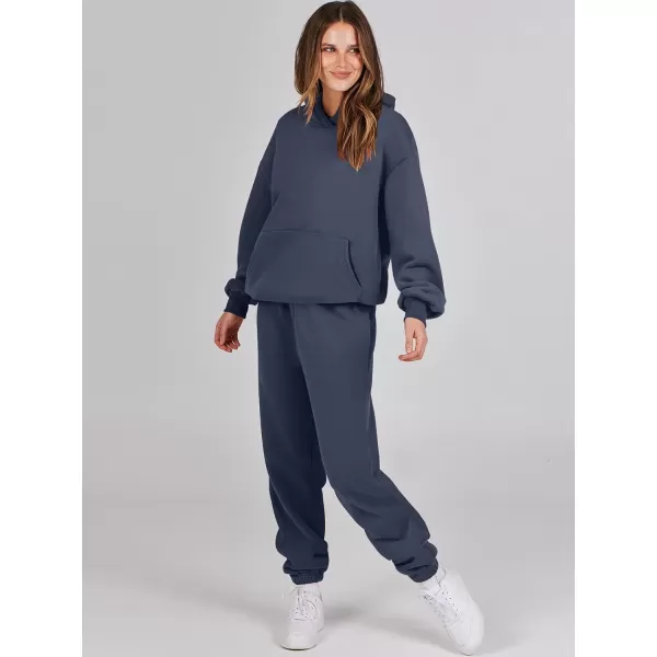 imageANRABESS Women 2 Piece Outfits Hoodie Sweatshirt Tracksuit amp Oversized Jogger Sweatpants Y2K Sweatsuit SetNavy Blue