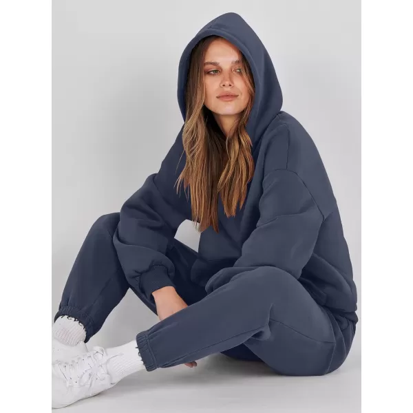 imageANRABESS Women 2 Piece Outfits Hoodie Sweatshirt Tracksuit amp Oversized Jogger Sweatpants Y2K Sweatsuit SetNavy Blue