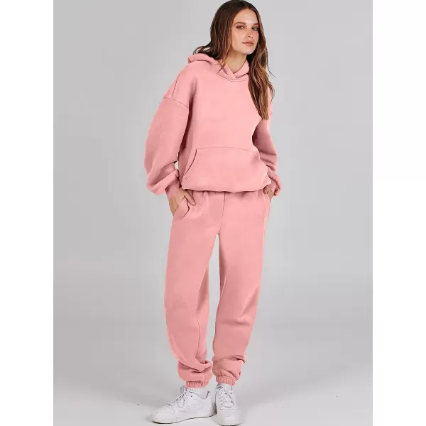imageANRABESS Women 2 Piece Outfits Hoodie Sweatshirt Tracksuit amp Oversized Jogger Sweatpants Y2K Sweatsuit SetPink