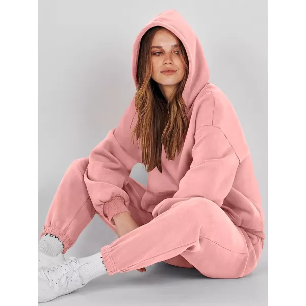 imageANRABESS Women 2 Piece Outfits Hoodie Sweatshirt Tracksuit amp Oversized Jogger Sweatpants Y2K Sweatsuit SetPink