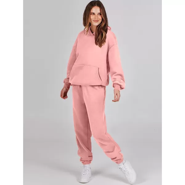 imageANRABESS Women 2 Piece Outfits Hoodie Sweatshirt Tracksuit amp Oversized Jogger Sweatpants Y2K Sweatsuit SetPink