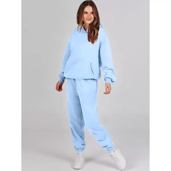 imageANRABESS Women 2 Piece Outfits Hoodie Sweatshirt Tracksuit amp Oversized Jogger Sweatpants Y2K Sweatsuit SetSky