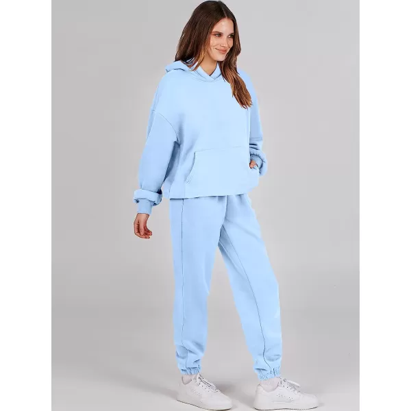 imageANRABESS Women 2 Piece Outfits Hoodie Sweatshirt Tracksuit amp Oversized Jogger Sweatpants Y2K Sweatsuit SetSky