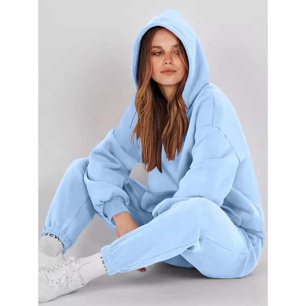 imageANRABESS Women 2 Piece Outfits Hoodie Sweatshirt Tracksuit amp Oversized Jogger Sweatpants Y2K Sweatsuit SetSky