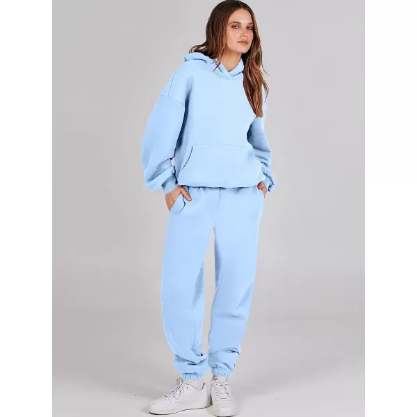 imageANRABESS Women 2 Piece Outfits Hoodie Sweatshirt Tracksuit amp Oversized Jogger Sweatpants Y2K Sweatsuit SetSky