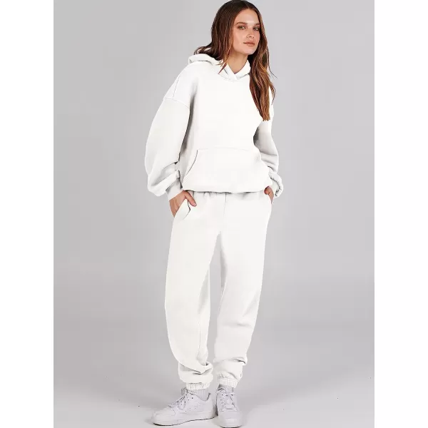 imageANRABESS Women 2 Piece Outfits Hoodie Sweatshirt Tracksuit amp Oversized Jogger Sweatpants Y2K Sweatsuit SetWhite