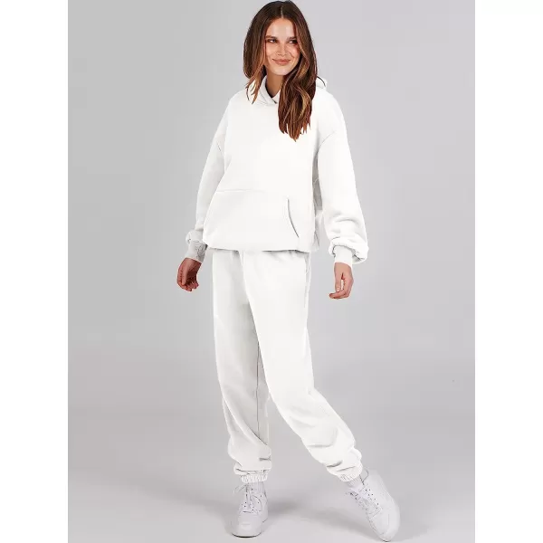 imageANRABESS Women 2 Piece Outfits Hoodie Sweatshirt Tracksuit amp Oversized Jogger Sweatpants Y2K Sweatsuit SetWhite