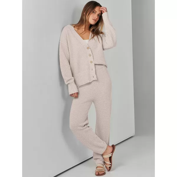 imageANRABESS Women 2 Piece Outfits Long Sleeve Cardigan Sweater Sets Casual Lounge Matching Clothes SetBeige