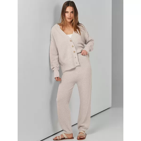 imageANRABESS Women 2 Piece Outfits Long Sleeve Cardigan Sweater Sets Casual Lounge Matching Clothes SetBeige