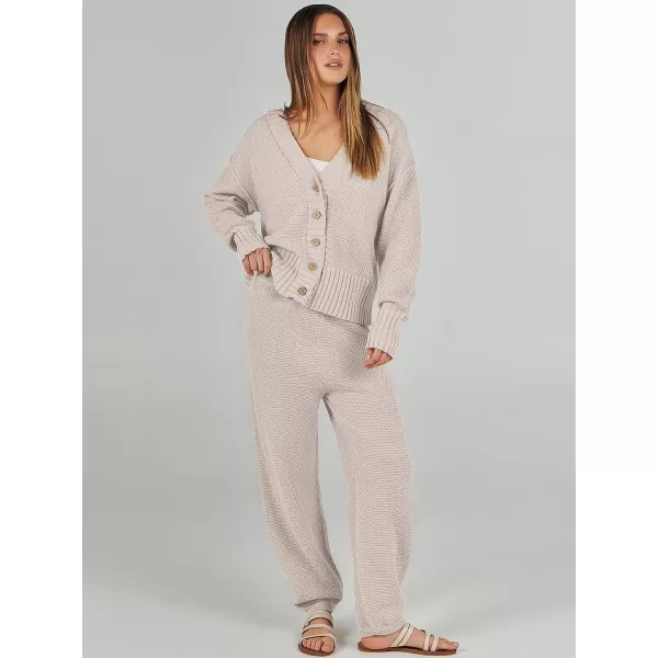 imageANRABESS Women 2 Piece Outfits Long Sleeve Cardigan Sweater Sets Casual Lounge Matching Clothes SetBeige
