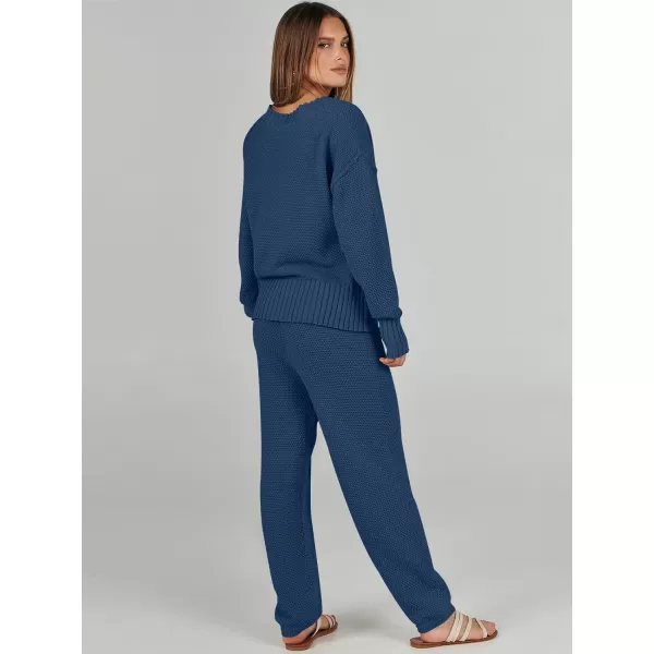 imageANRABESS Women 2 Piece Outfits Long Sleeve Cardigan Sweater Sets Casual Lounge Matching Clothes SetDusty Blue