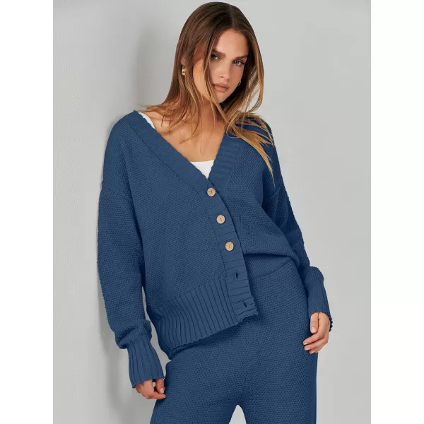 imageANRABESS Women 2 Piece Outfits Long Sleeve Cardigan Sweater Sets Casual Lounge Matching Clothes SetDusty Blue