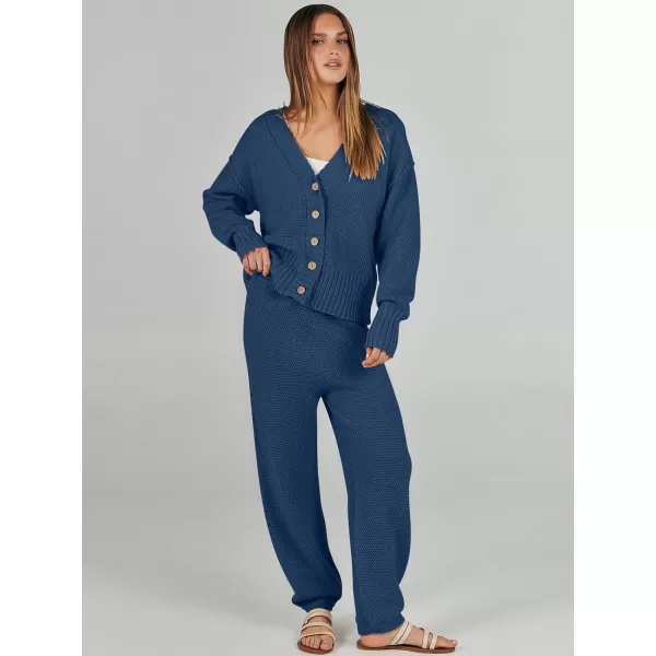 imageANRABESS Women 2 Piece Outfits Long Sleeve Cardigan Sweater Sets Casual Lounge Matching Clothes SetDusty Blue