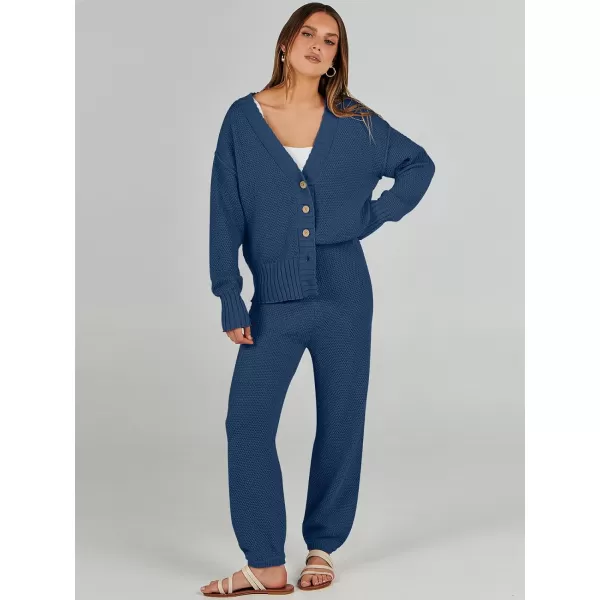 imageANRABESS Women 2 Piece Outfits Long Sleeve Cardigan Sweater Sets Casual Lounge Matching Clothes SetDusty Blue