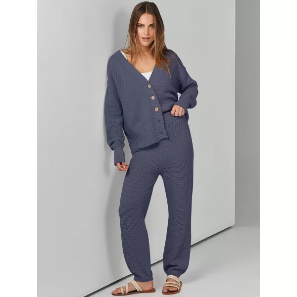 imageANRABESS Women 2 Piece Outfits Long Sleeve Cardigan Sweater Sets Casual Lounge Matching Clothes SetNavy Blue