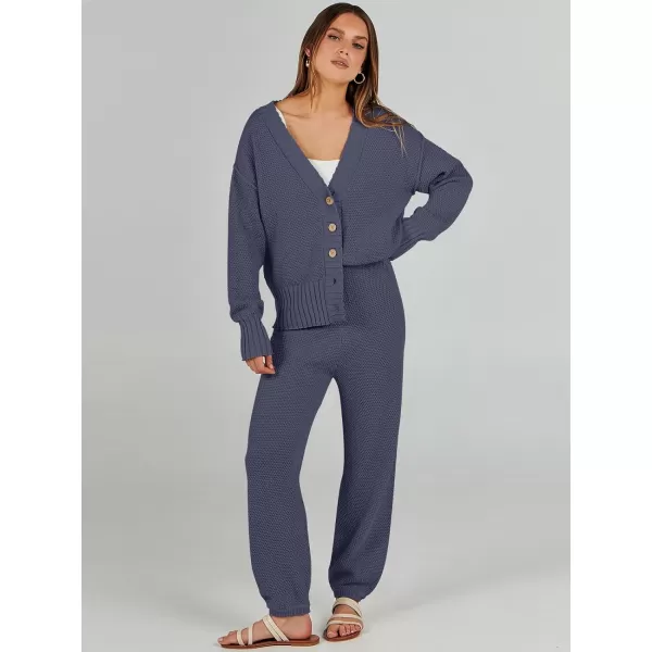 imageANRABESS Women 2 Piece Outfits Long Sleeve Cardigan Sweater Sets Casual Lounge Matching Clothes SetNavy Blue
