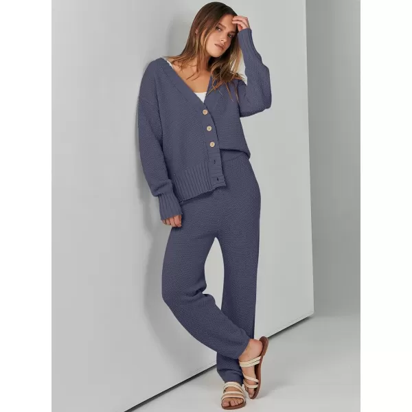 imageANRABESS Women 2 Piece Outfits Long Sleeve Cardigan Sweater Sets Casual Lounge Matching Clothes SetNavy Blue