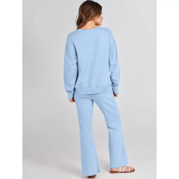 imageANRABESS Women 2 Piece Outfits Lounge Set Long Sleeve Sweatshirt With Pocket Wide Leg Pants matching Sets TracksuitBlue