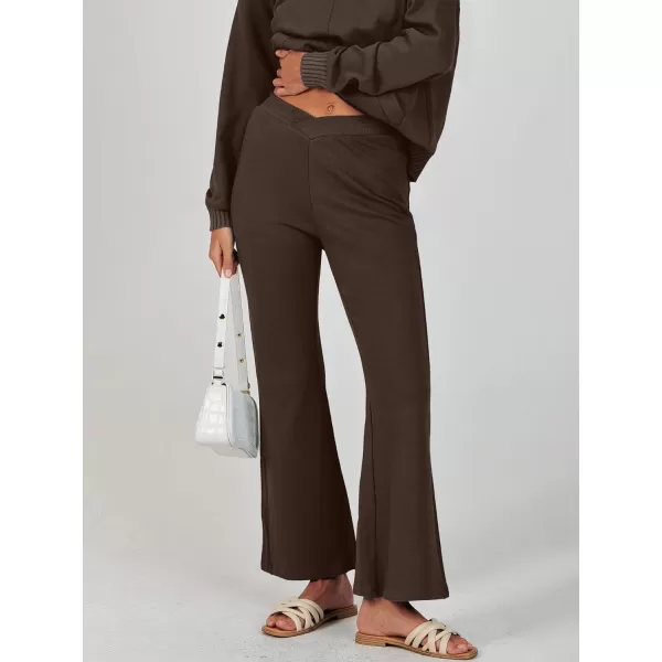 imageANRABESS Women 2 Piece Outfits Lounge Set Long Sleeve Sweatshirt With Pocket Wide Leg Pants matching Sets TracksuitCoffee
