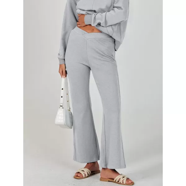 imageANRABESS Women 2 Piece Outfits Lounge Set Long Sleeve Sweatshirt With Pocket Wide Leg Pants matching Sets TracksuitGrey