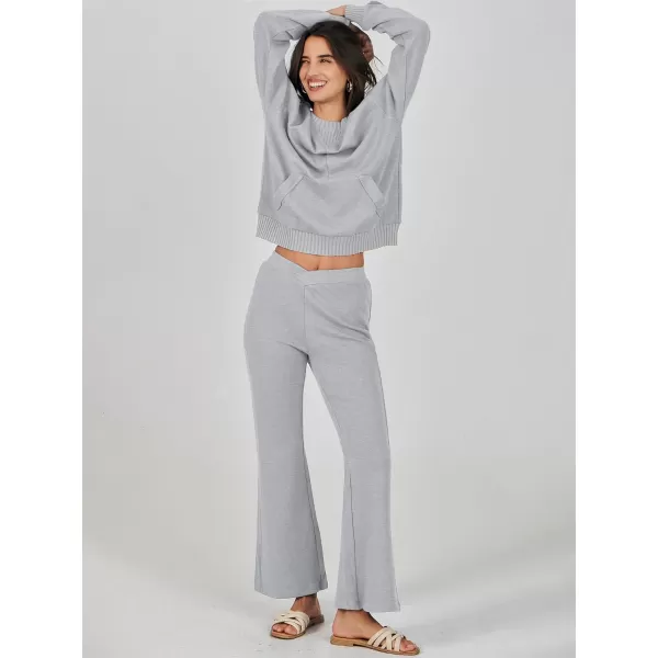 imageANRABESS Women 2 Piece Outfits Lounge Set Long Sleeve Sweatshirt With Pocket Wide Leg Pants matching Sets TracksuitGrey